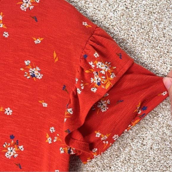 3 for $13 Kids Floral Short Sleeve Tee size 14 stretchy ruffle sleeve tshirt - Picture 3 of 9